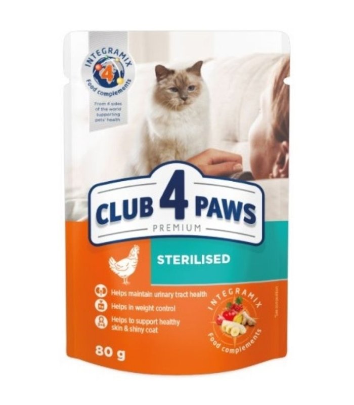 4paws premium esterilizado humedo gato 79 pollo gelatina 80gr